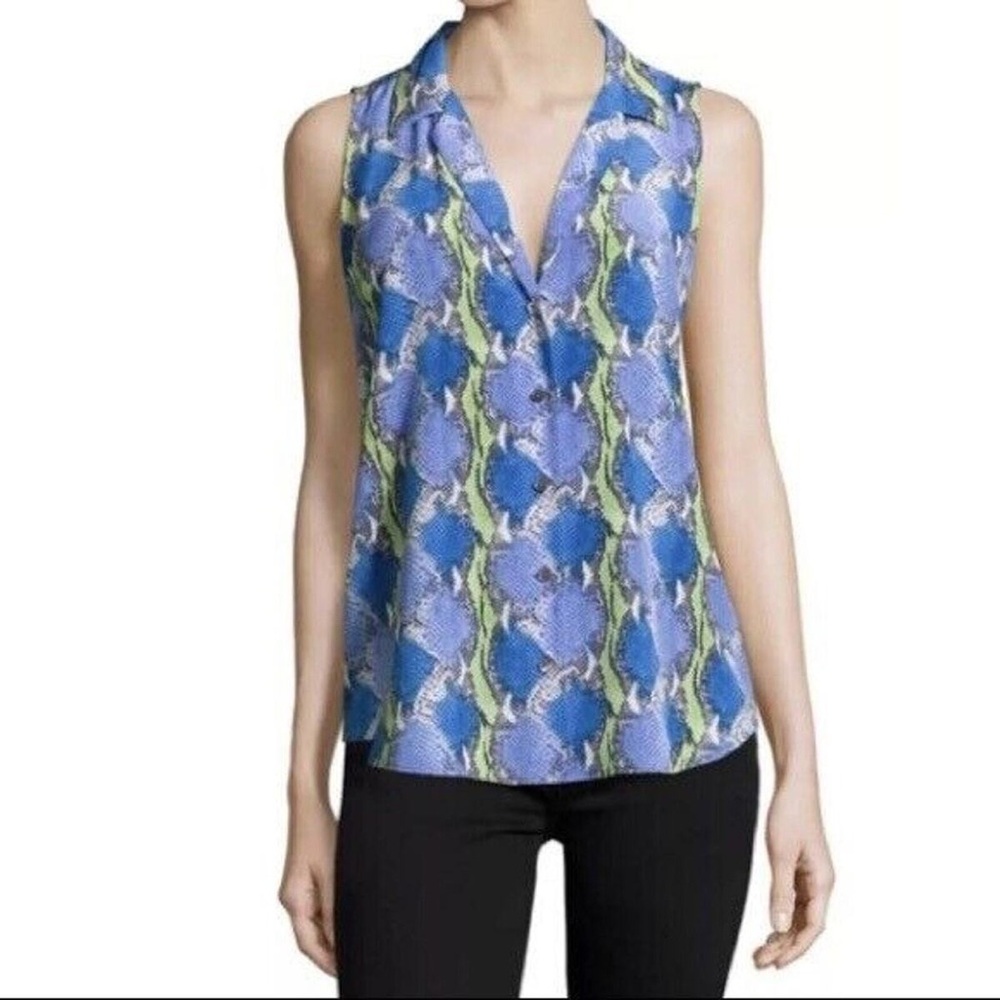 MOVING SALE! Equipment Silk Snakeskin Print Sleeveless Button Up Blouse Top